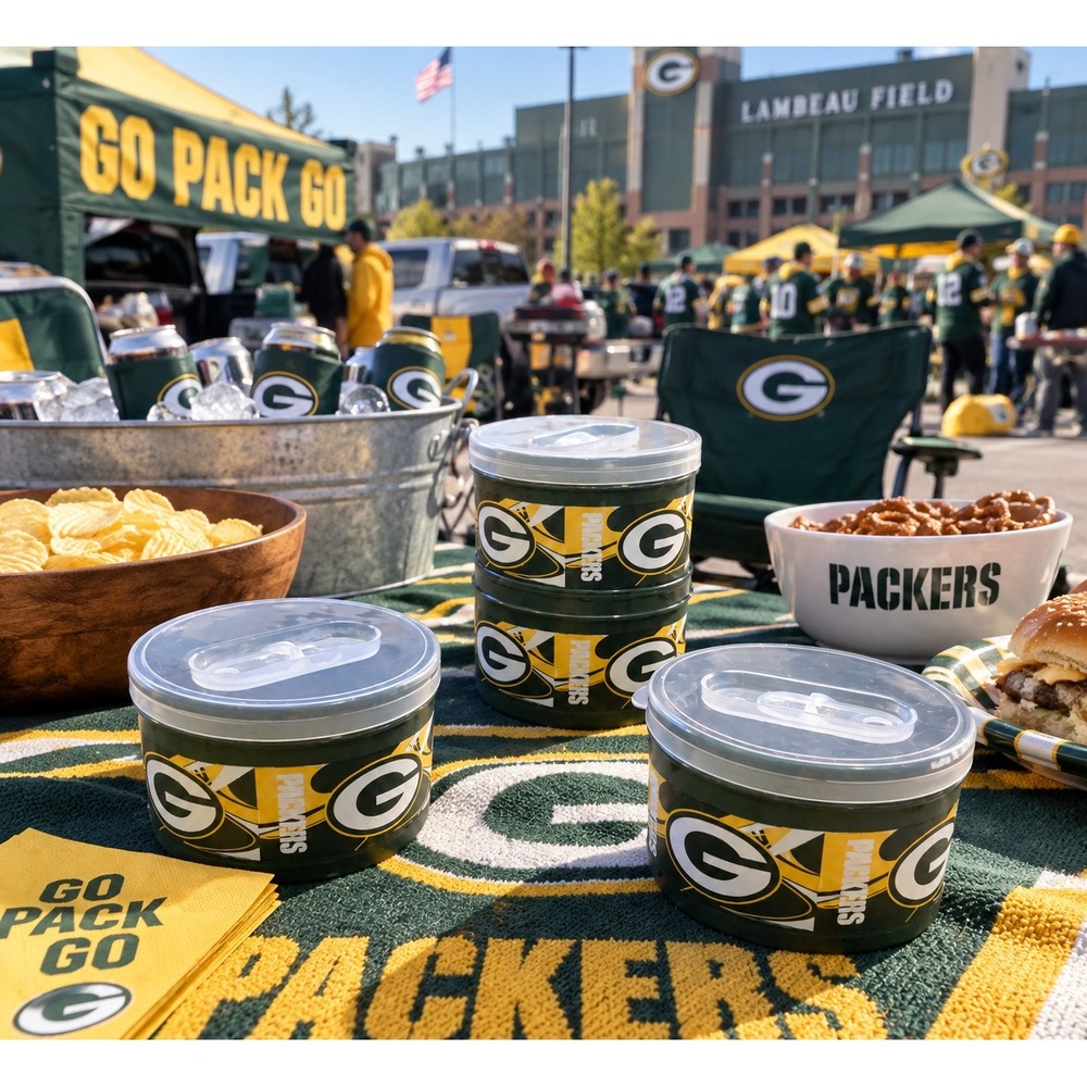 NFL Green Bay Packers 4 Piece Vented Food Storage Container Set 12oz